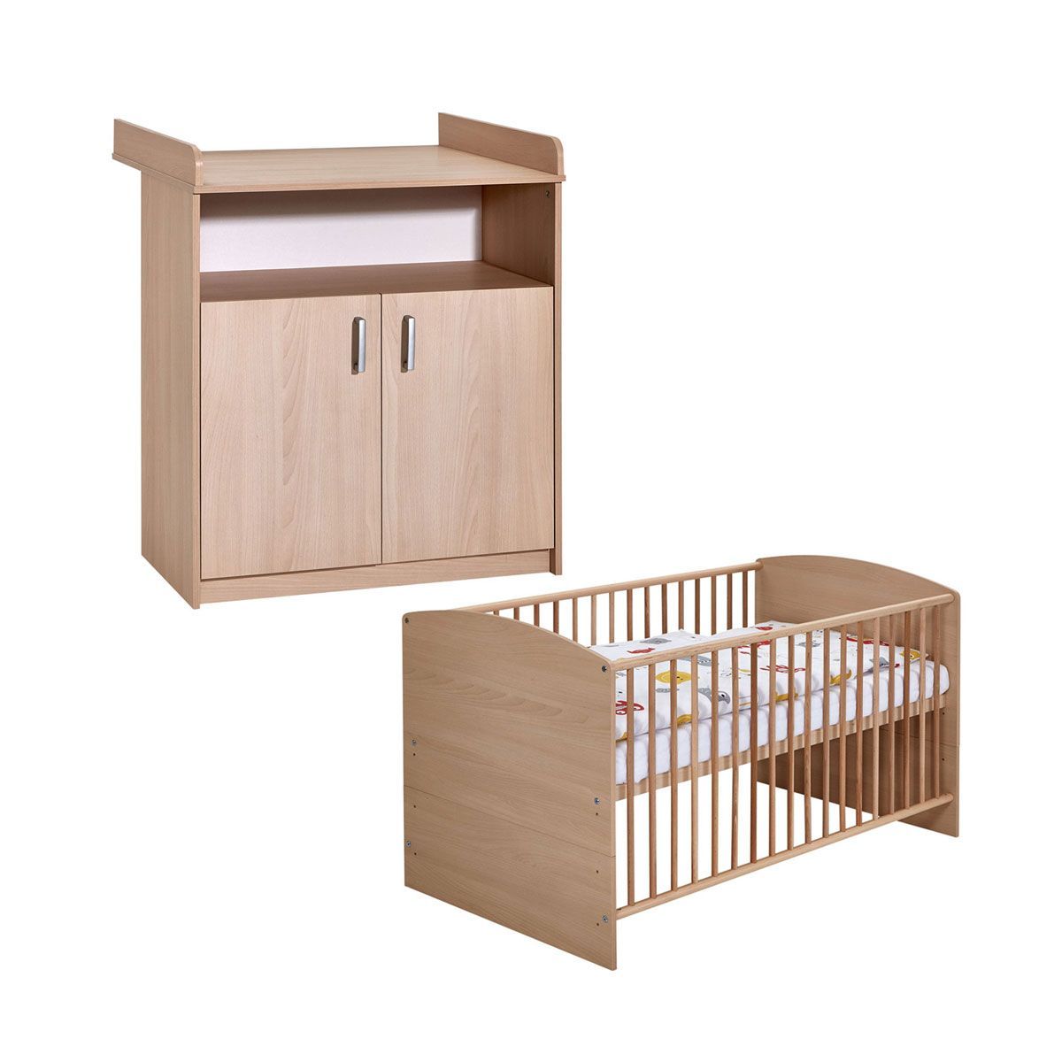 Schardt Classic Buche Sparset mit Umbaukit Babybett & Wickelkommode