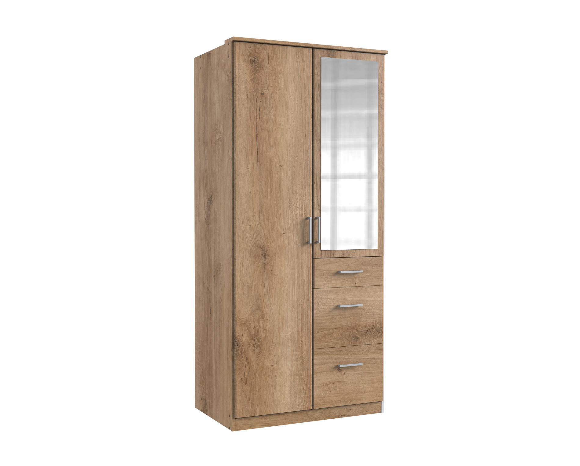 Wimex Click Drehtürenschrank 90CM & Spiegel Plankeneiche Nachbildung