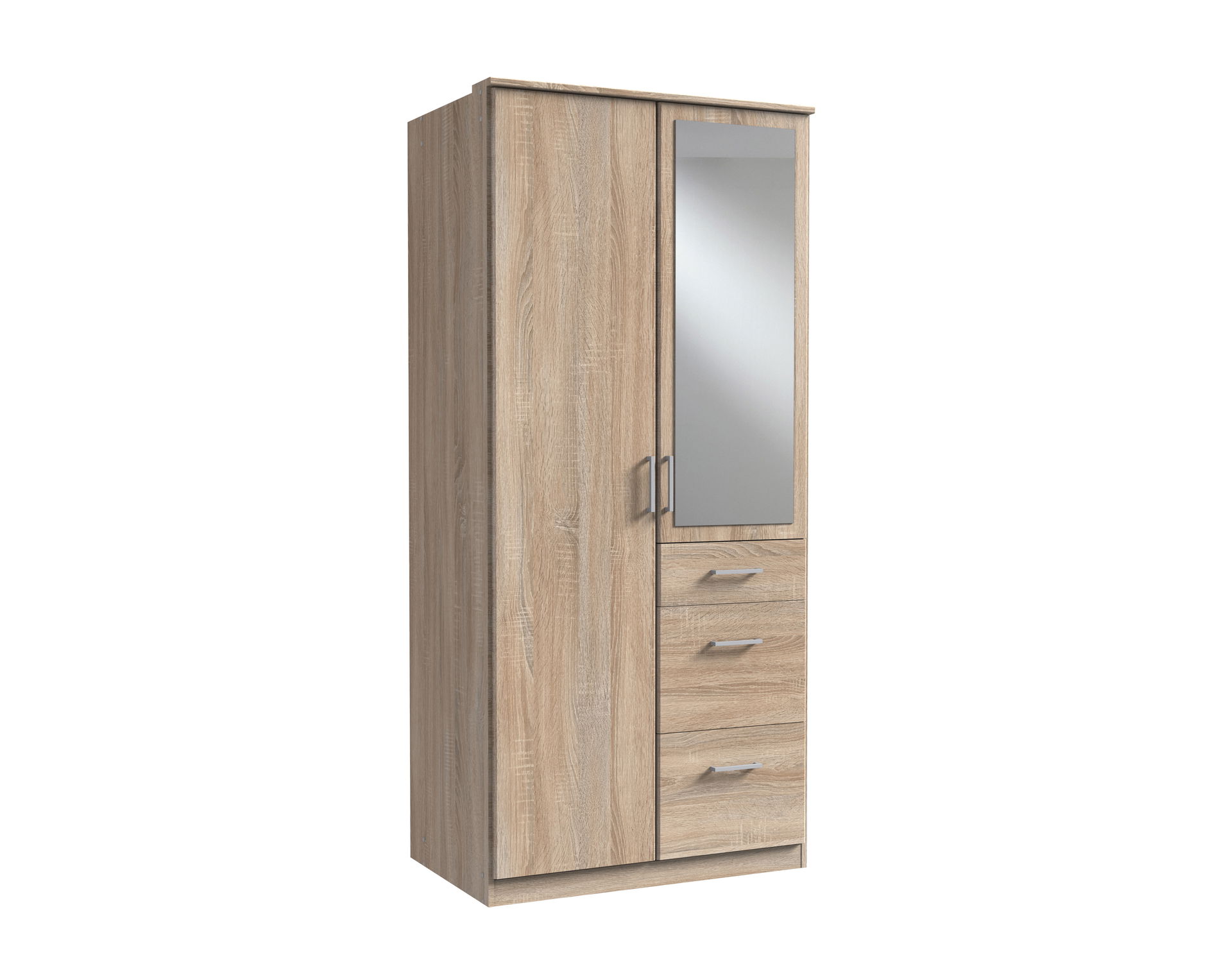 Wimex Click Drehtürenschrank 90CM & Spiegel Eiche Saegerau-Nachbildung