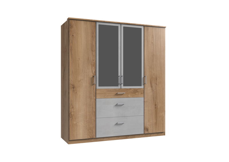 Wimex Click Drehtürenschrank 180CM & Spiegel Plankeneiche Nachbildung / Beton Nachbildung Lichtgrau Wimex Click Drehtürenschrank 180CM & Spiegel Plankeneiche Nachbildung / Beton Nachbildung Lichtgrau