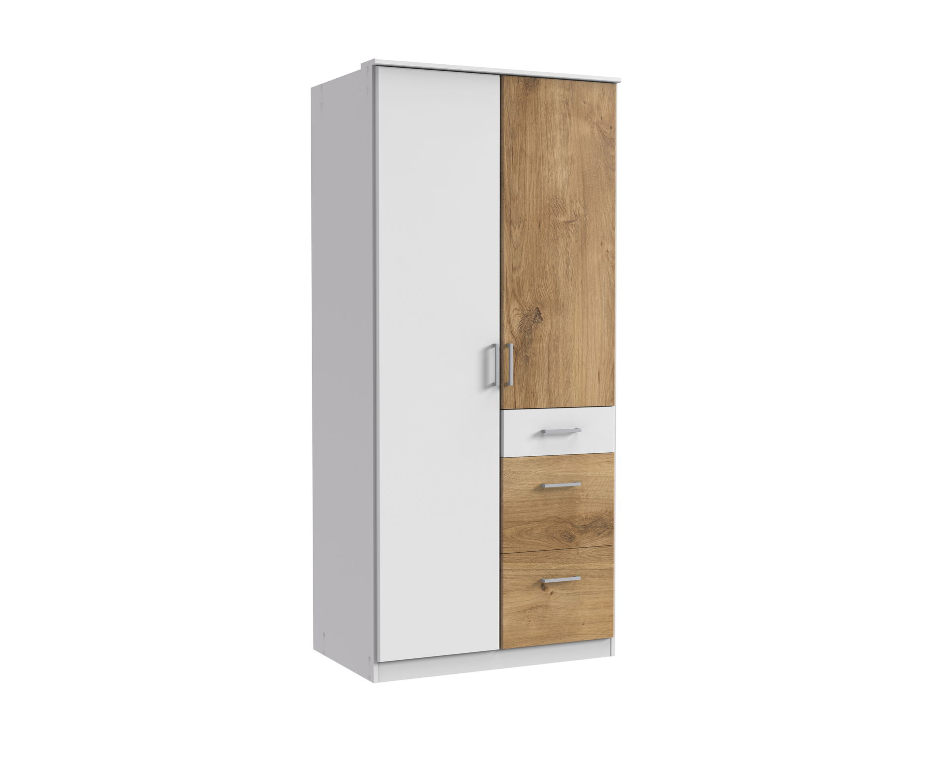 Wimex Click Drehtürenschrank 90 CM, Plankeneiche / Weiss