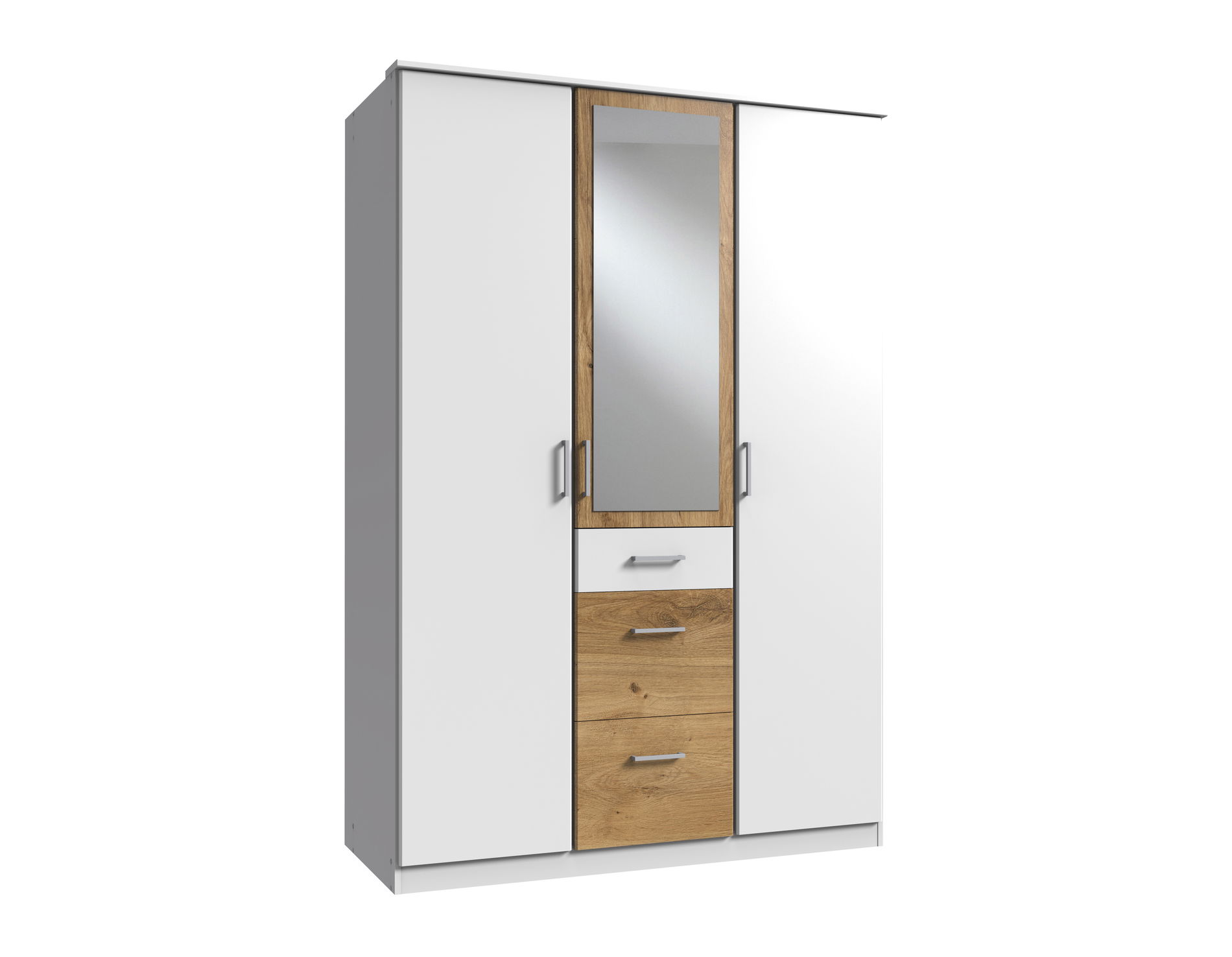 Wimex Click Drehtürenschrank 135CM & Spiegel Plankeneiche / Weiss