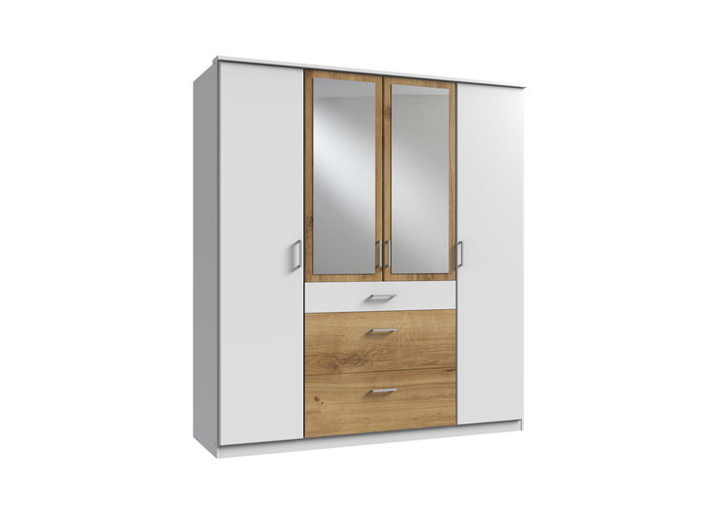 Wimex Click Drehtürenschrank 180CM & Spiegel Plankeneiche / Weiss Wimex Click Drehtürenschrank 180CM & Spiegel Plankeneiche / Weiss
