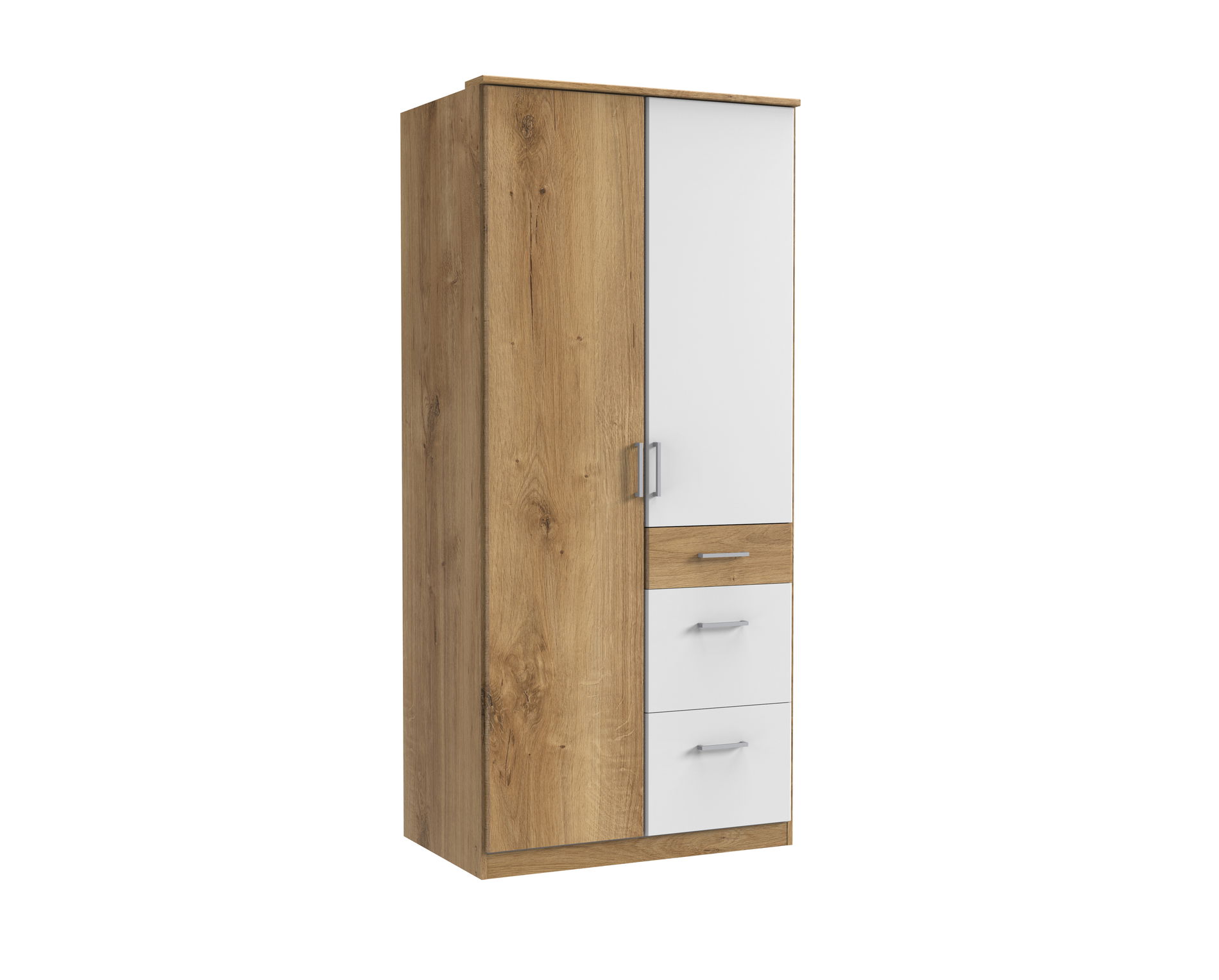 Wimex Click Drehtürenschrank 90 CM, Plankeneiche / Weiss