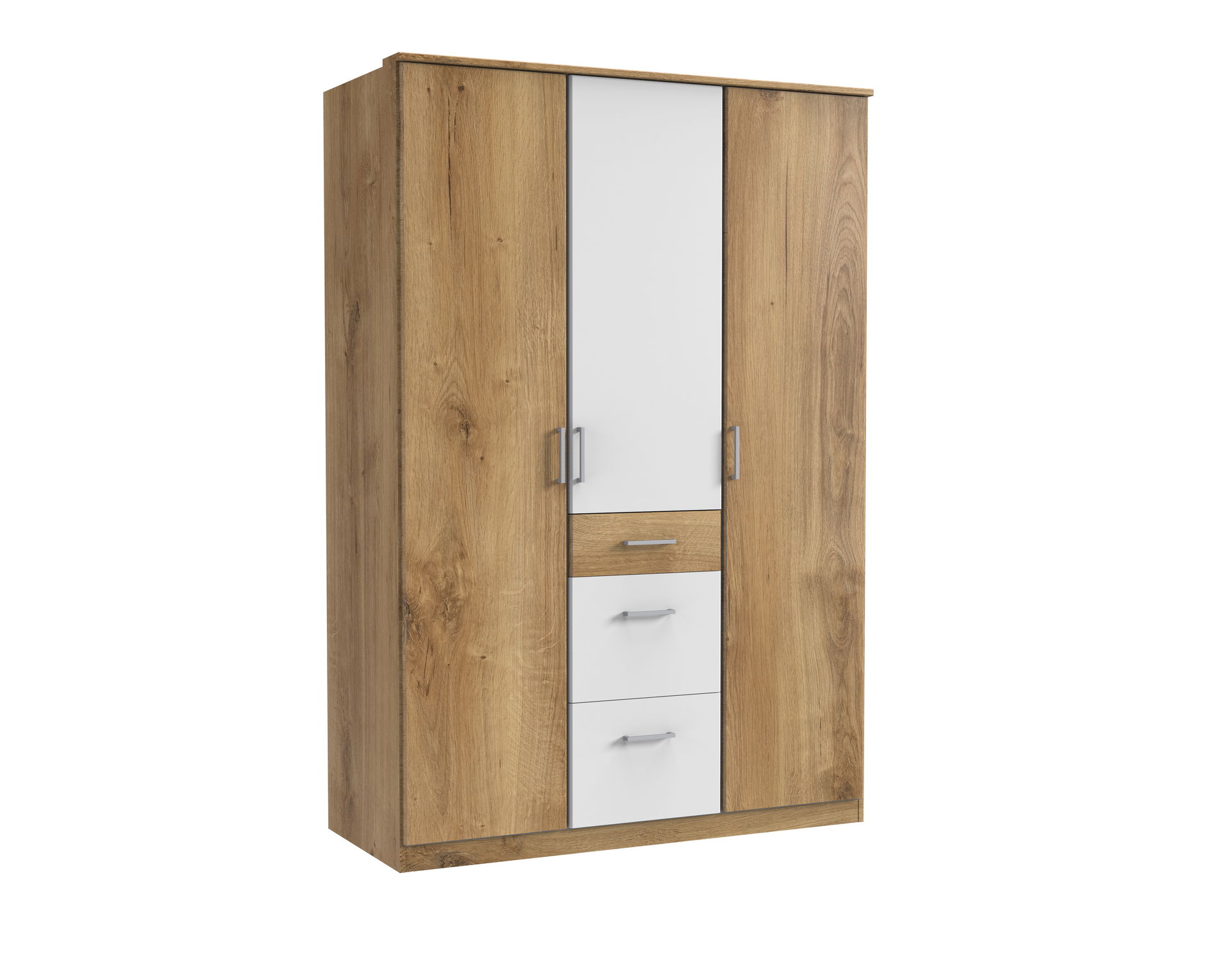 Wimex Click Drehtürenschrank 135 CM Plankeneiche / Weiss