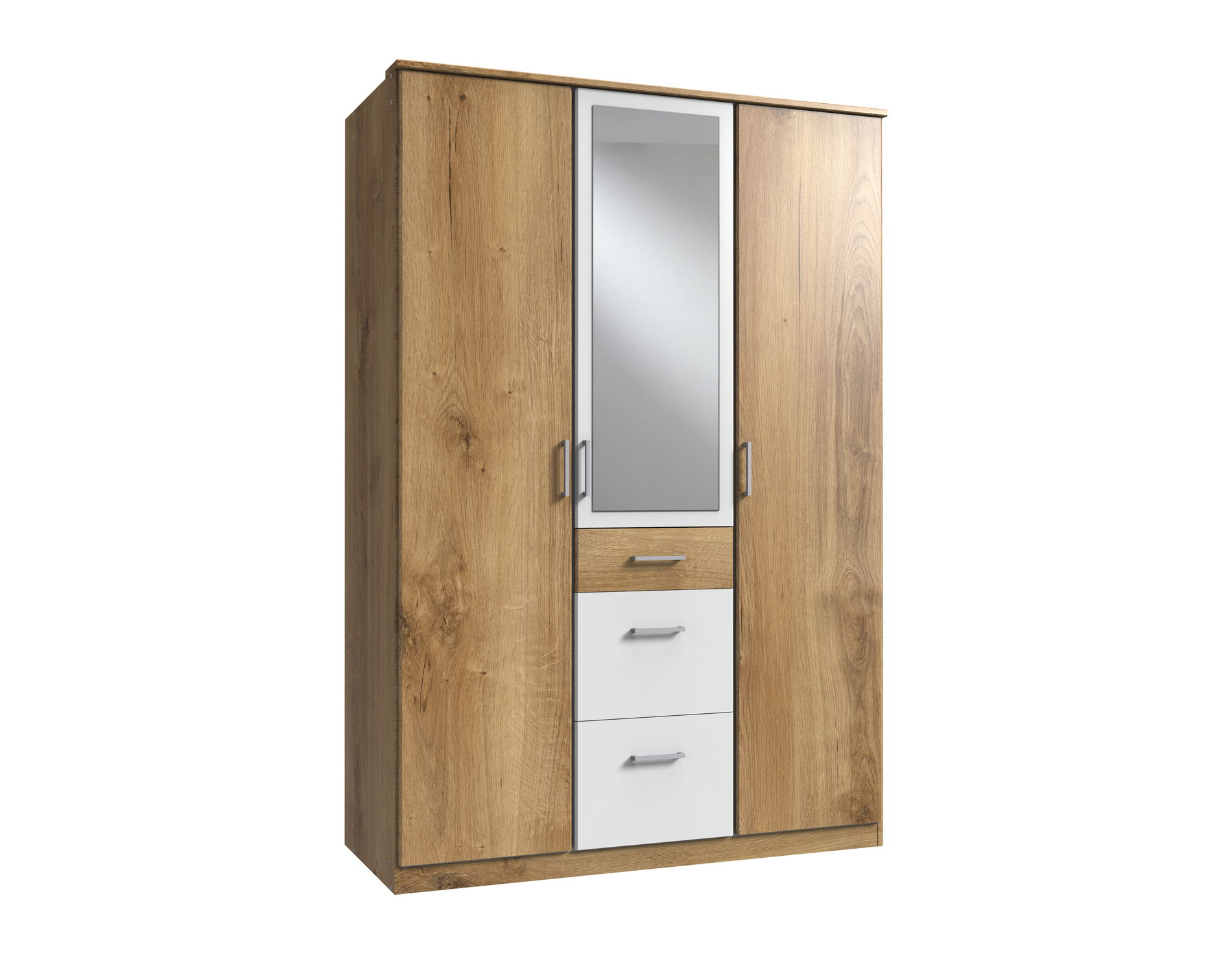 Wimex Click Drehtürenschrank 135CM & Spiegel Plankeneiche / Weiss