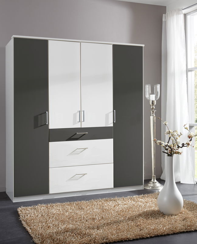 Wimex Click Drehtürenschrank 180 CM Weiss / Graphit Wimex Click Drehtürenschrank 180 CM Weiss / Graphit