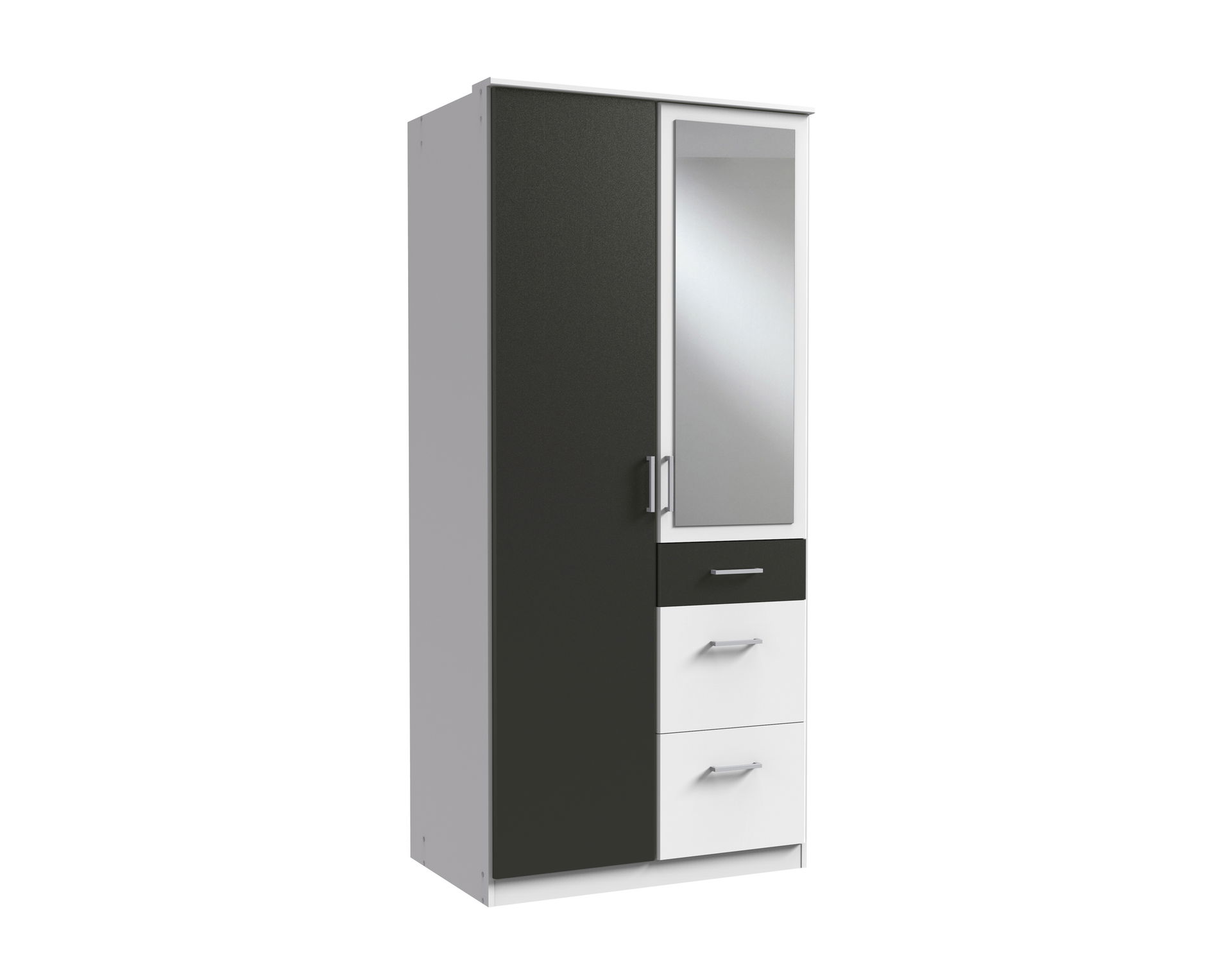 Wimex Click Drehtürenschrank 90CM & Spiegel Weiss / Graphit