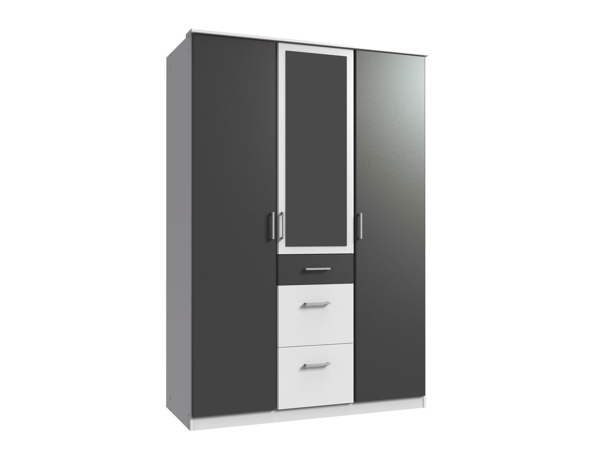 Wimex Click Drehtürenschrank 135CM & Spiegel Weiss / Graphit