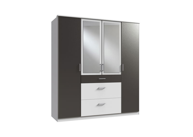 Wimex Click Drehtürenschrank 180CM & Spiegel Weiss / Graphit Wimex Click Drehtürenschrank 180CM & Spiegel Weiss / Graphit