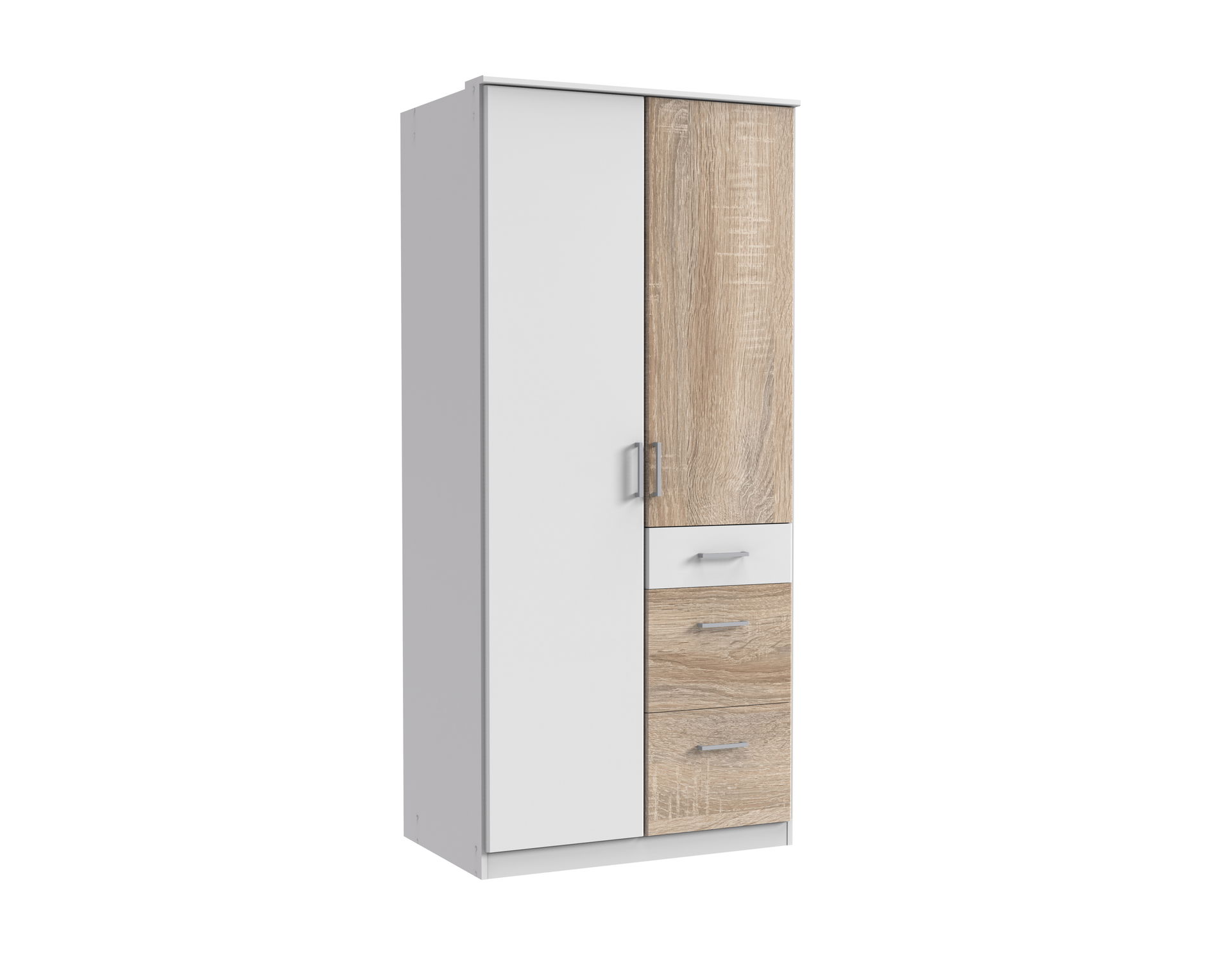 Wimex Click Drehtürenschrank 90 CM, Eiche Saegerau Nachbildung / Weiss