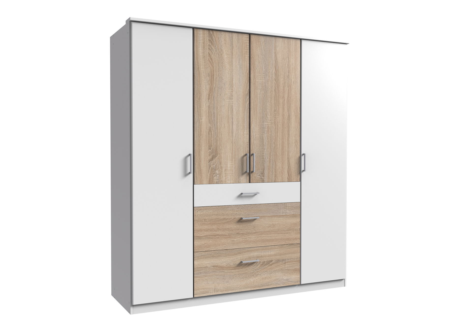 Wimex Click Drehtürenschrank 180 CM Eiche Saegerau Nachbildung / Weiss