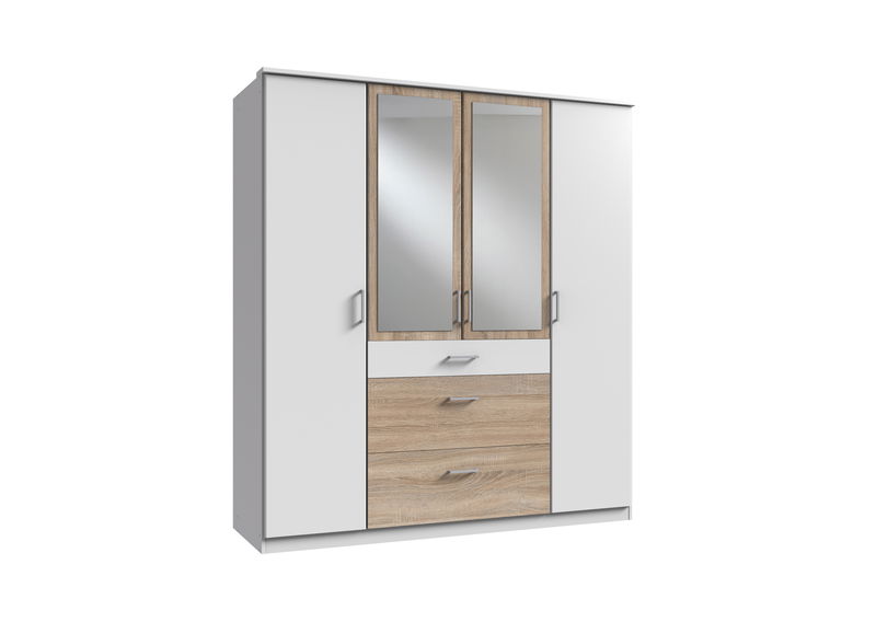 Wimex Click Drehtürenschrank 180CM & Spiegel Eiche Saegerau Nachbildung / Weiss Wimex Click Drehtürenschrank 180CM & Spiegel Eiche Saegerau Nachbildung / Weiss