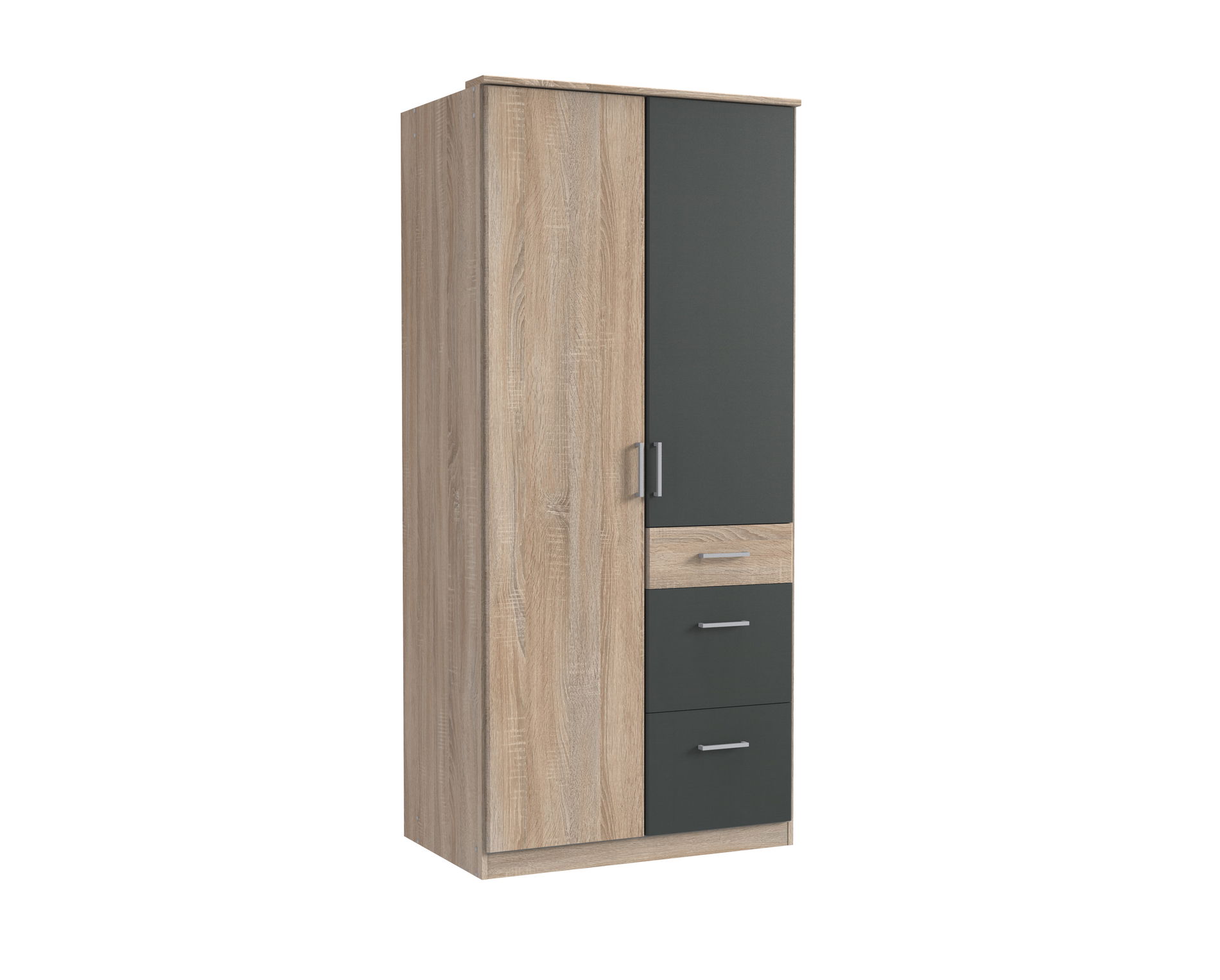 Wimex Click Drehtürenschrank 90 CM, Eiche Saegerau / Graphit