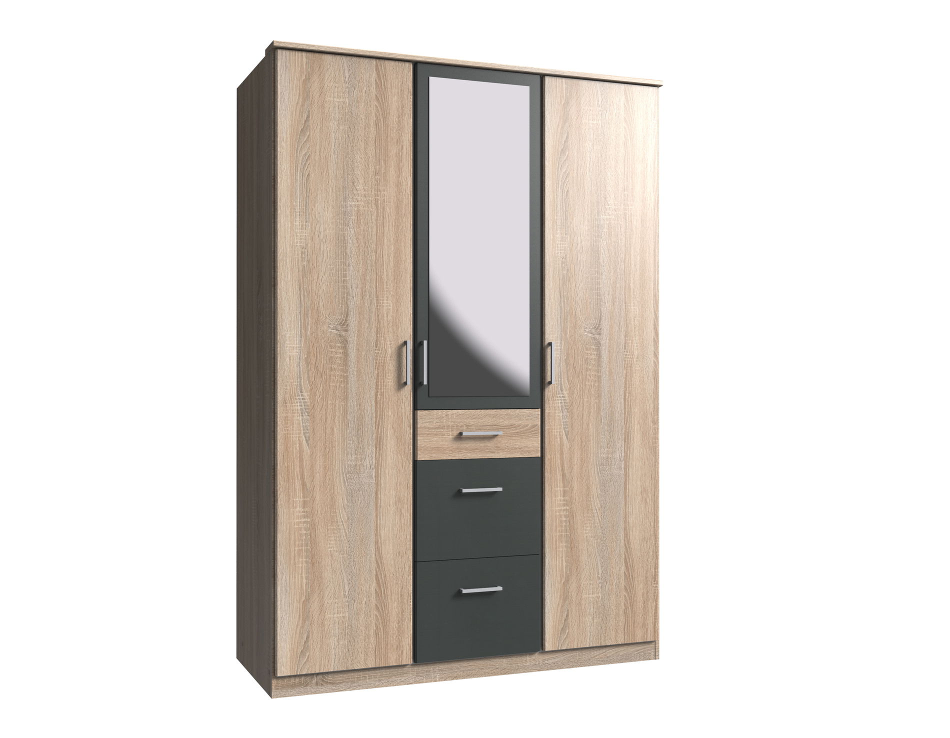 Wimex Click Drehtürenschrank 135CM & Spiegel Eiche Saegerau / Graphit