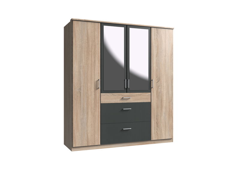 Wimex Click Drehtürenschrank 180CM & Spiegel Eiche Saegerau / Graphit Wimex Click Drehtürenschrank 180CM & Spiegel Eiche Saegerau / Graphit