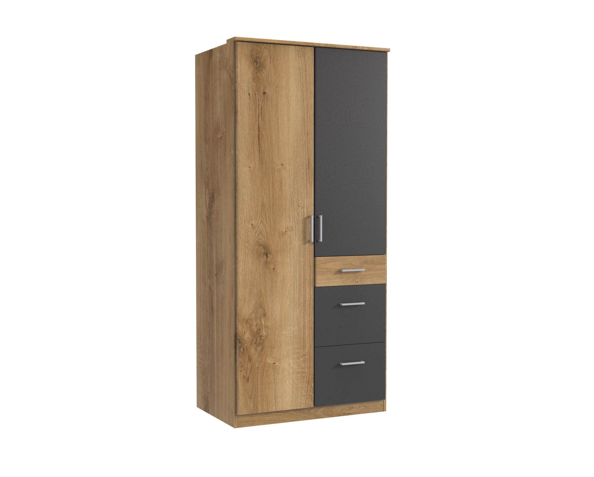 Wimex Click Drehtürenschrank 90 CM, Plankeneiche Nachbildung / Graphit