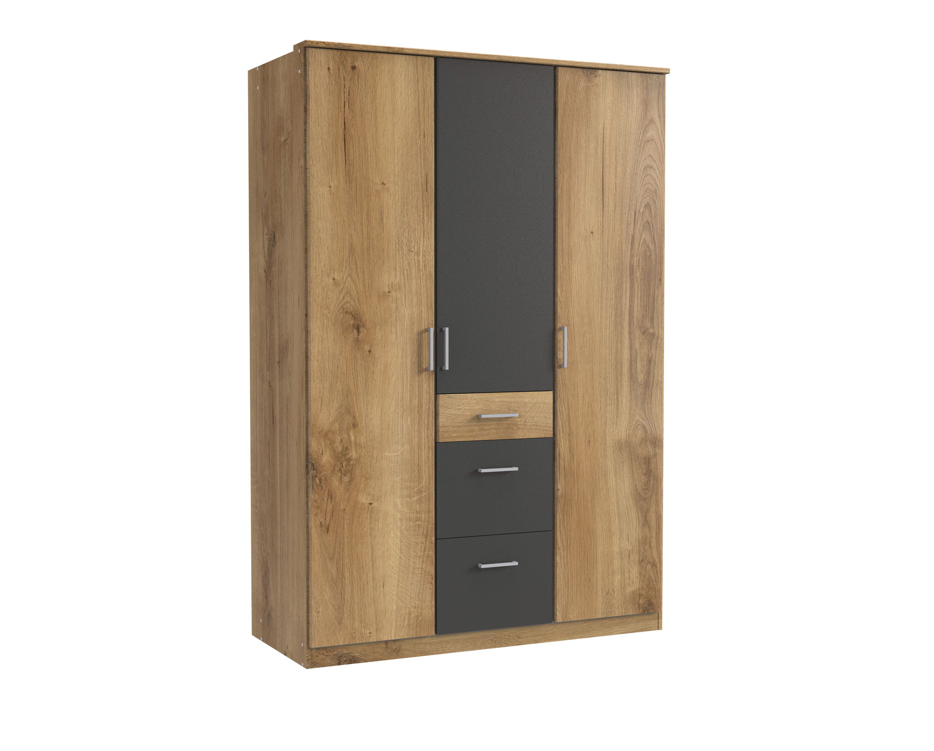 Wimex Click Drehtürenschrank 135 CM Plankeneiche Nachbildung / Graphit