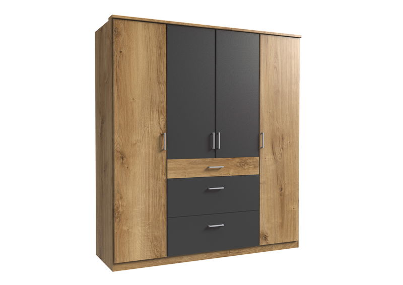 Wimex Click Drehtürenschrank 180 CM Plankeneiche Nachbildung / Graphit Wimex Click Drehtürenschrank 180 CM Plankeneiche Nachbildung / Graphit