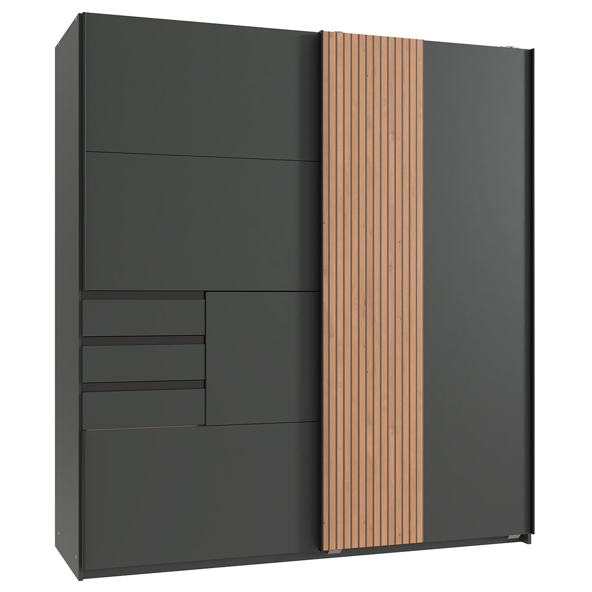 Wimex Coburg Kleiderschrank Graphit/Artisan-Eiche Dekor