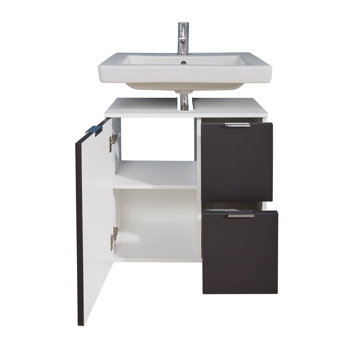 trendteam Concept One Waschbeckenunterschrank Weiß | Grau