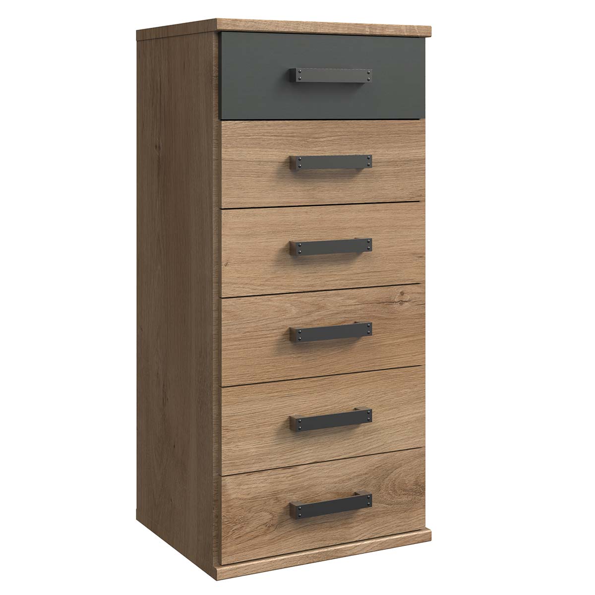 Wimex Cork Schubkastenkommode 6S Plankeneiche Dekor/Graphit