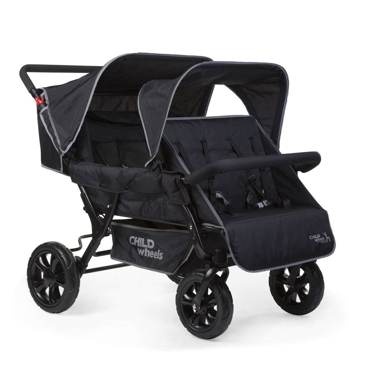 Childhome two by two Sportwagen 4 Kinder Vierlingswagen - robust und komfortabel ( Griffschutz: ohne)
