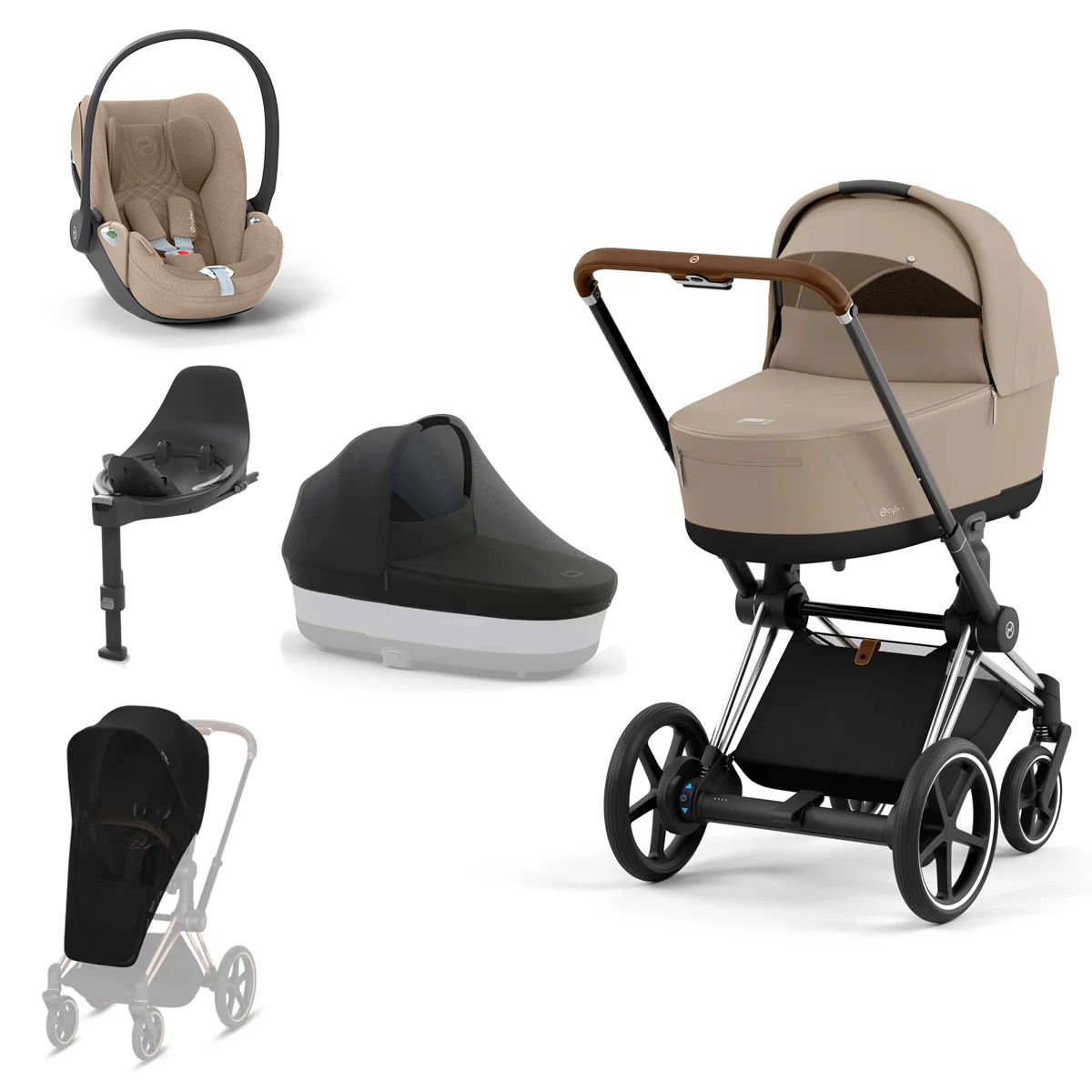 CYBEX e-PRIAM Kinderwagen Cozy Beige Bundle New Generation inkl. Zubehörartikel