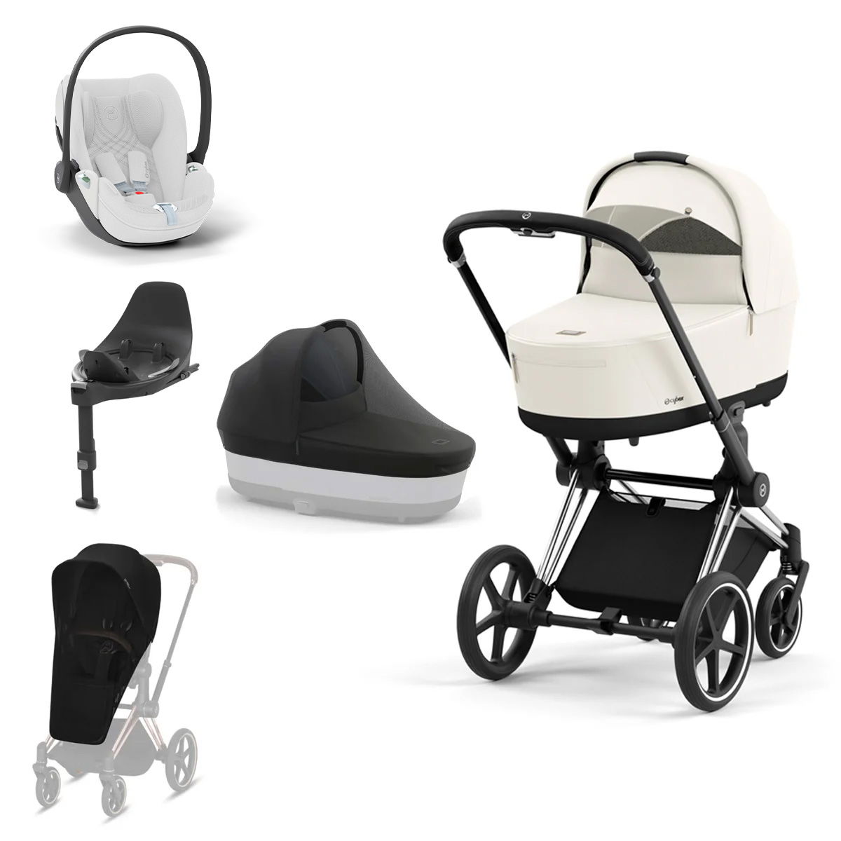 CYBEX PRIAM Kinderwagen Off White Bundle New Generation inkl. Zubehörartikel