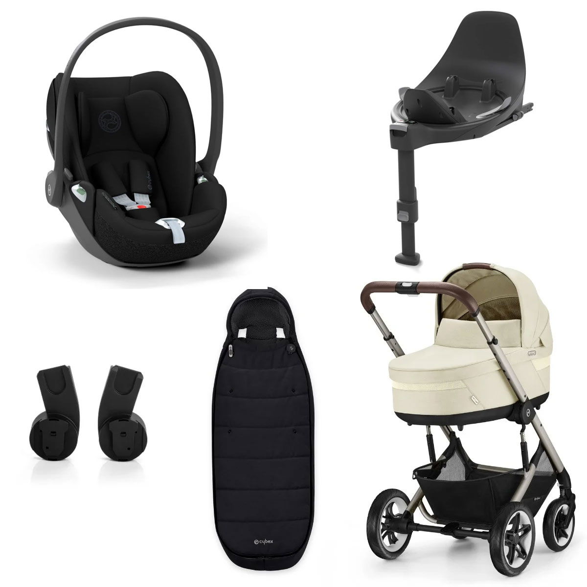 CYBEX Talos S LUX Kinderwagen Bundle Seashell Beige Gestell in Taupe