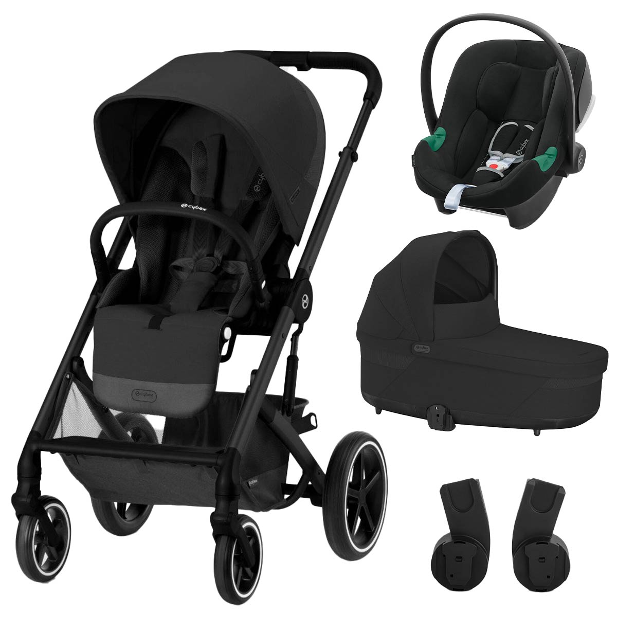 CYBEX Balios S LUX Kinderwagen Moon Black & CYBEX Aton B2 i-Size Volcano Black Bundle