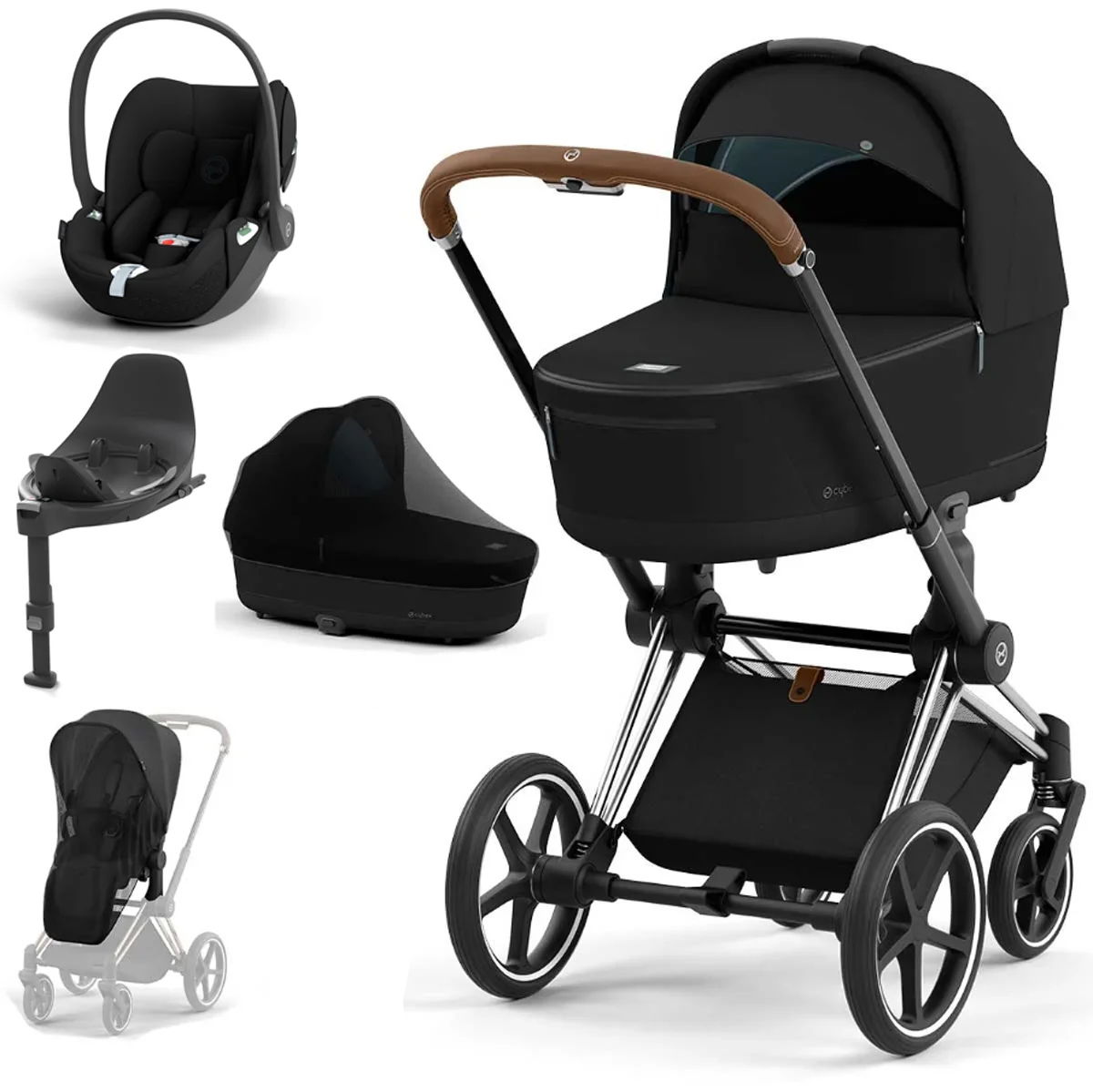 CYBEX PRIAM Kinderwagen Sepia Black Bundle New Generation inkl. 7 Zubehörartikel