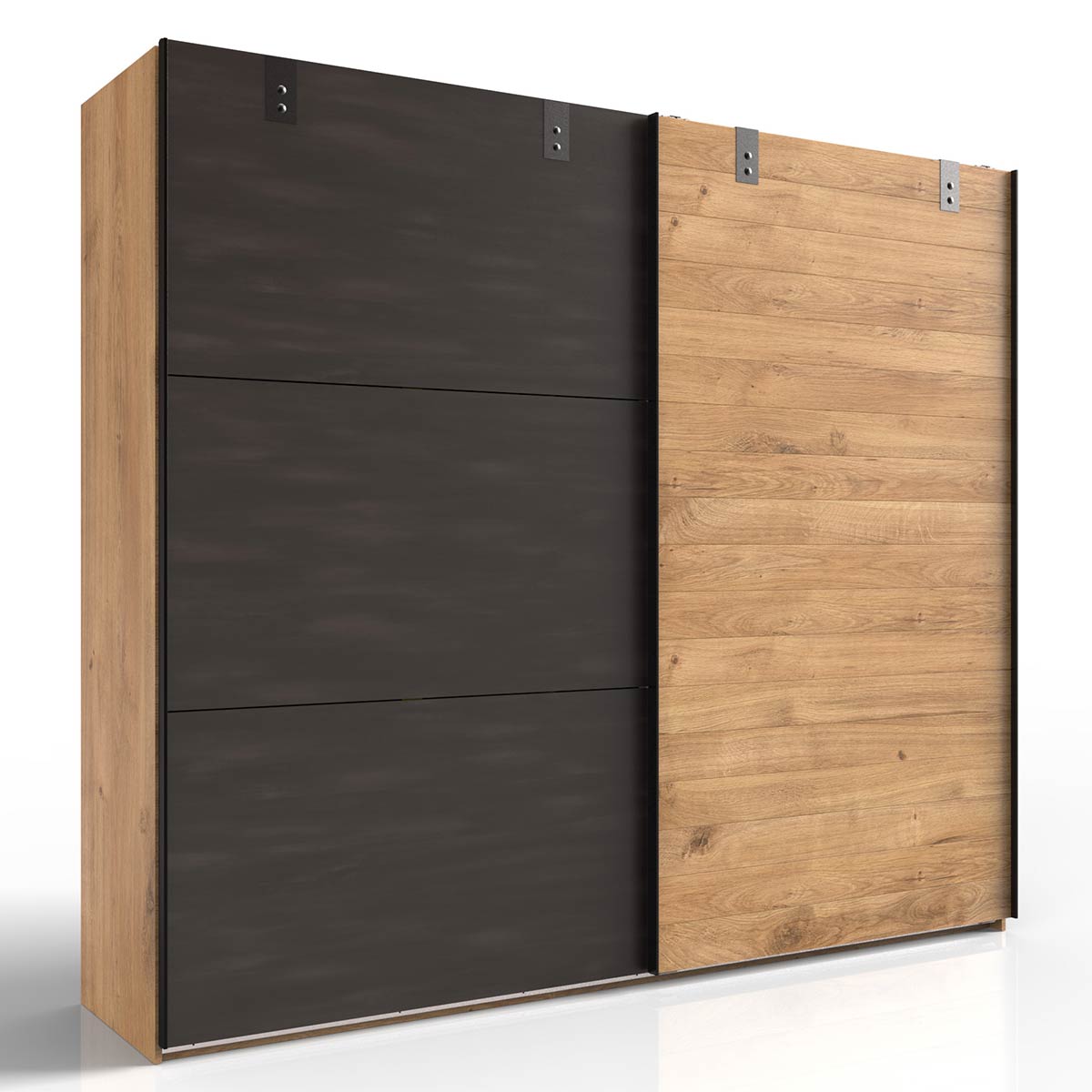 Wimex Detroit Schwebetürenschrank 300 cm Plankeneiche Dekor/Raw steel