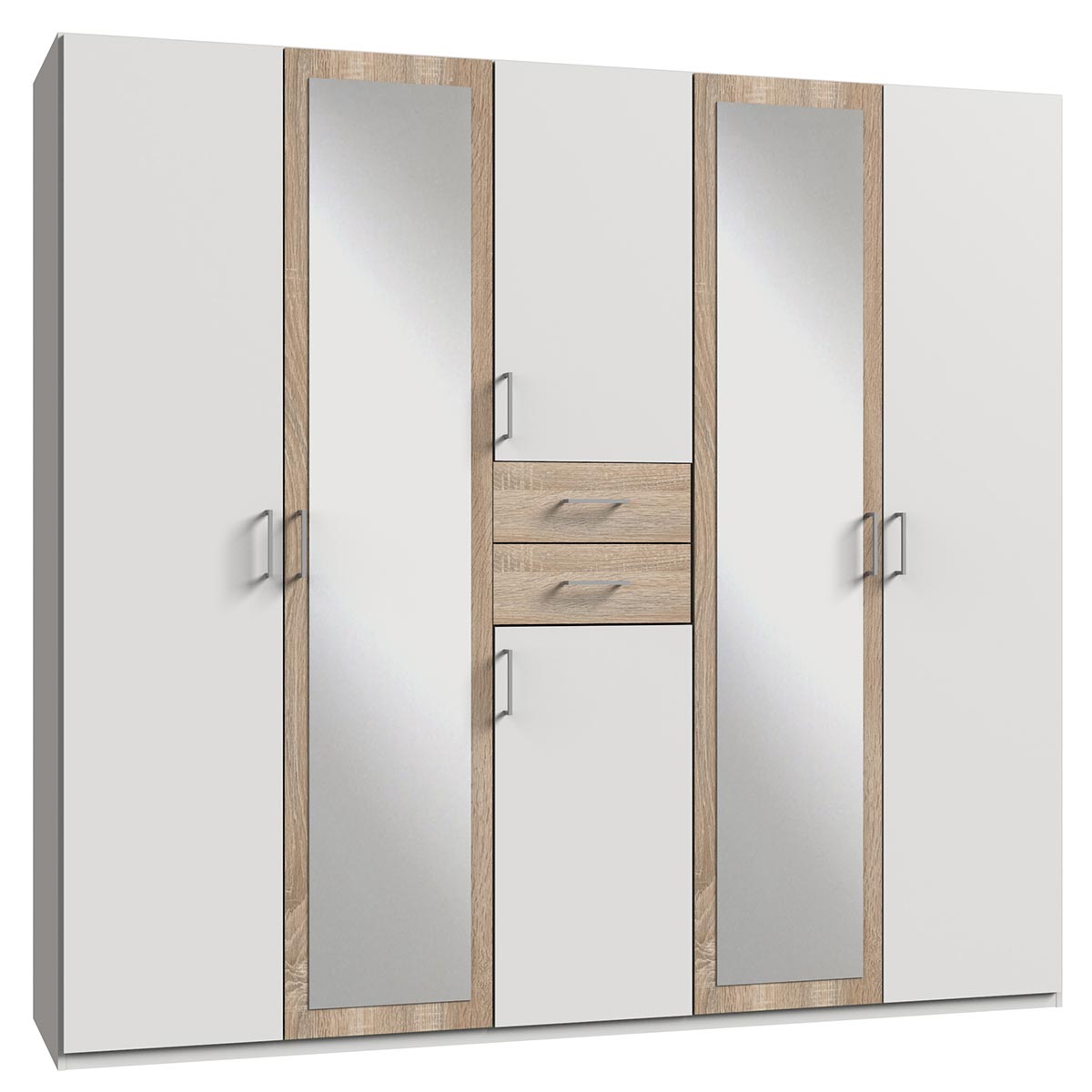 Wimex Diver Kleiderschrank 225 cm Weiß/Eiche sägerau Dekor