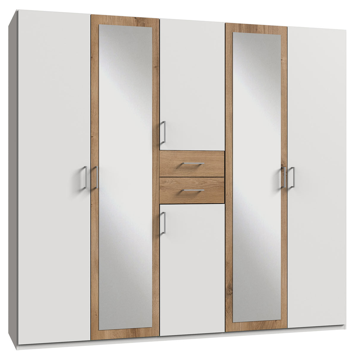 Wimex Diver Kleiderschrank 225 cm Weiß/Plankeneiche Dekor