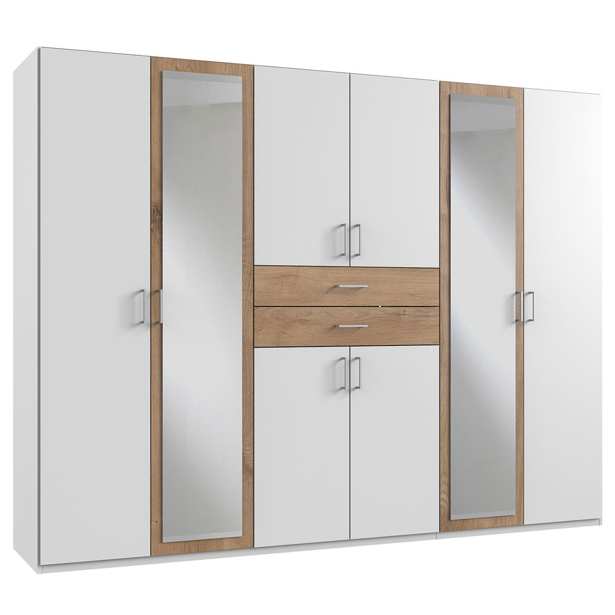 Wimex Diver Kleiderschrank 270 cm Weiß/Plankeneiche Dekor