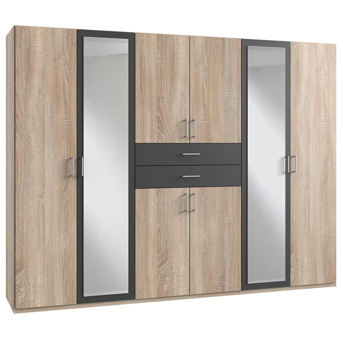 Wimex Diver Kleiderschrank 270 cm Eiche sägerau Dekor/Graphit