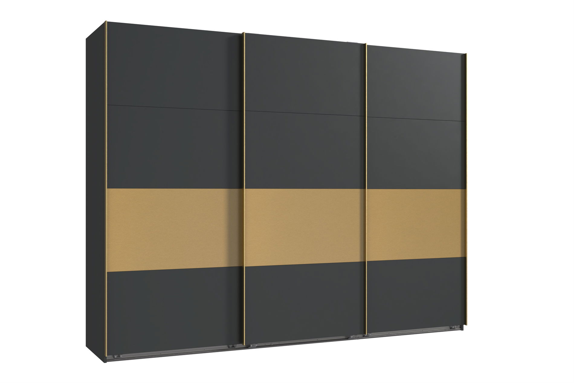Wimex Dubai Schwebetürenschrank 270 cm 3 Paneele Grafit/Gold matt