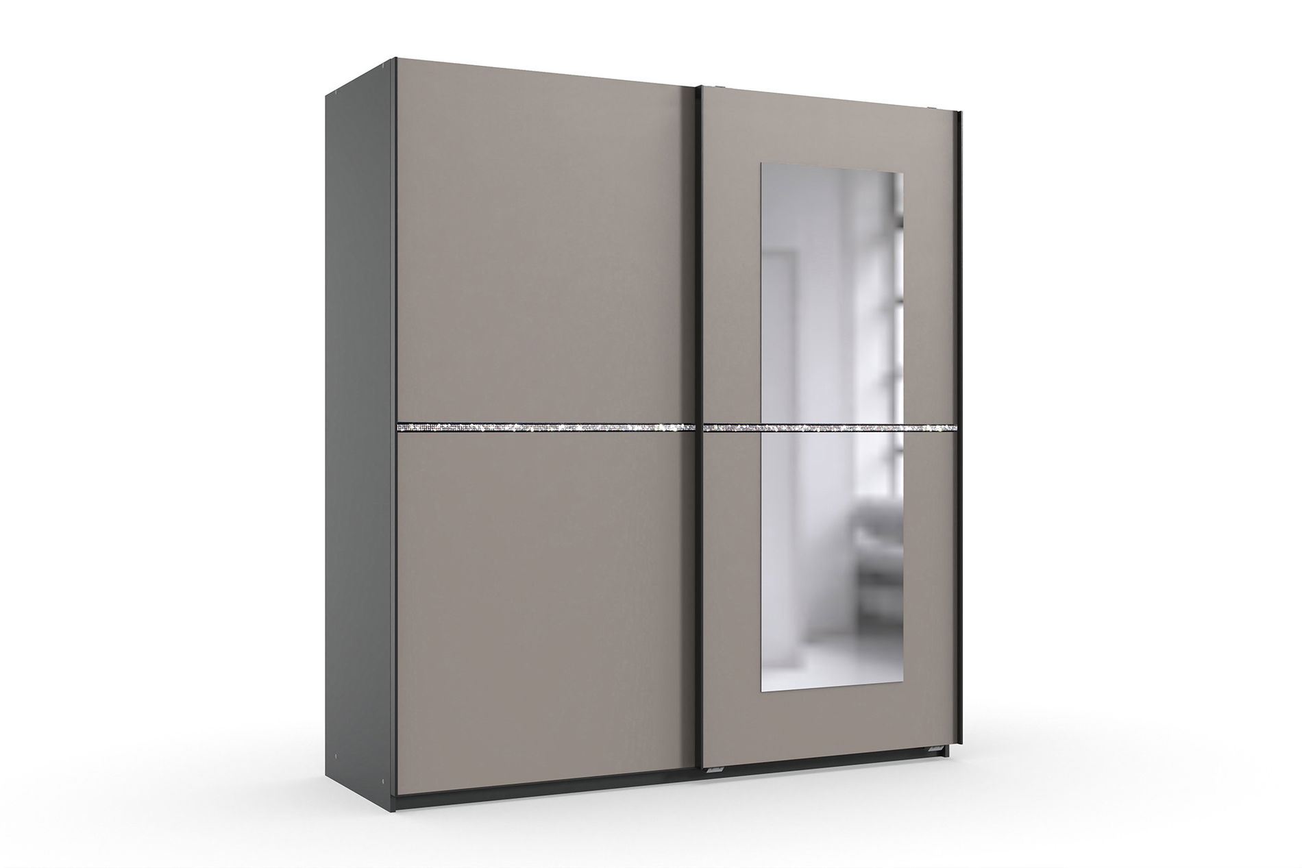 Wimex Dundee Schwebetürenschrank Grafit/Saharagrau/Strass