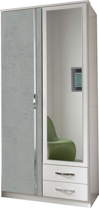 Wimex Duo Drehtürenschrank 90CM Weiss / Beton-Nb Lichtgrau Wimex Duo Drehtürenschrank 90CM Weiss / Beton-Nb Lichtgrau