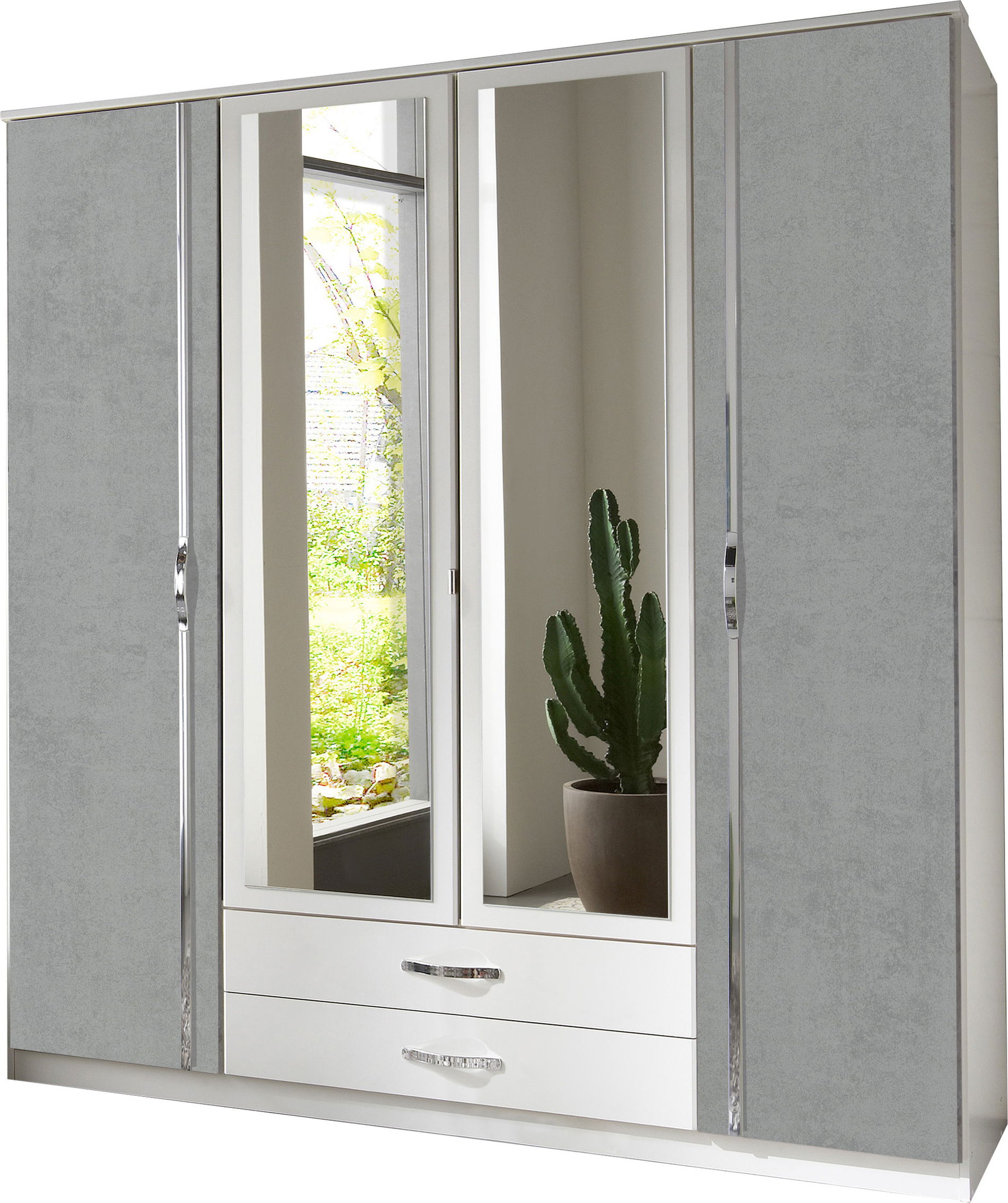 Wimex Duo Drehtürenschrank 180 CM Weiss / Beton-Nb Lichtgrau
