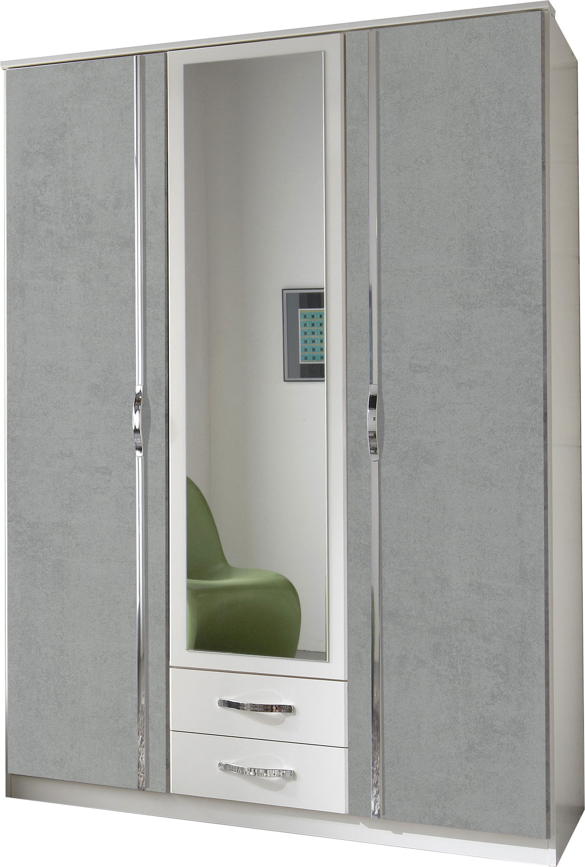 Wimex Duo Drehtürenschrank 135 CM Weiss / Beton-Nb Lichtgrau