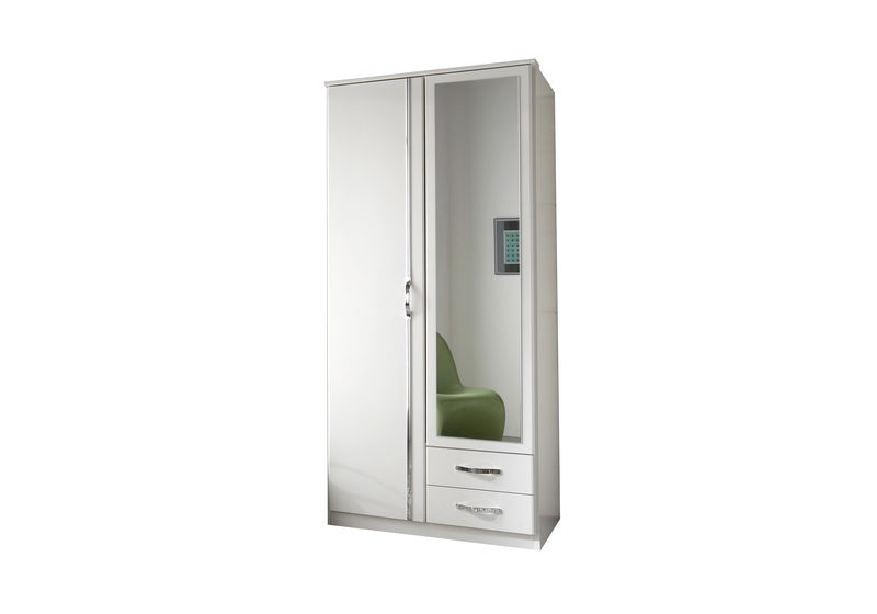 Wimex Duo Drehtürenschrank 90CM Weiss,Aufleistungen Chrom Wimex Duo Drehtürenschrank 90CM Weiss,Aufleistungen Chrom
