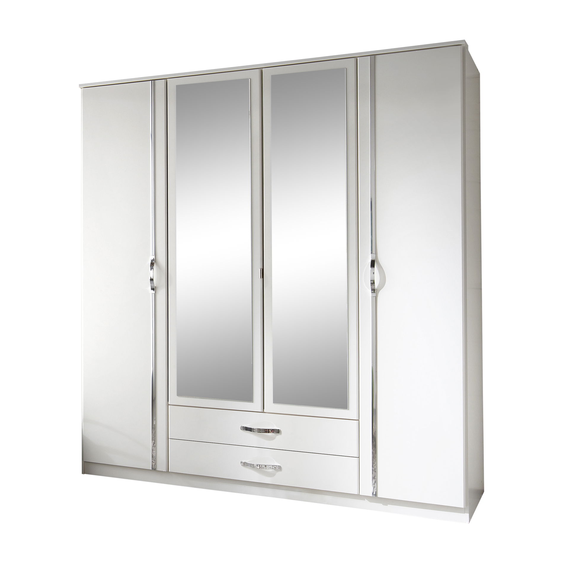 Wimex Duo Drehtürenschrank 180 CM Weiss,Aufleistungen Chrom