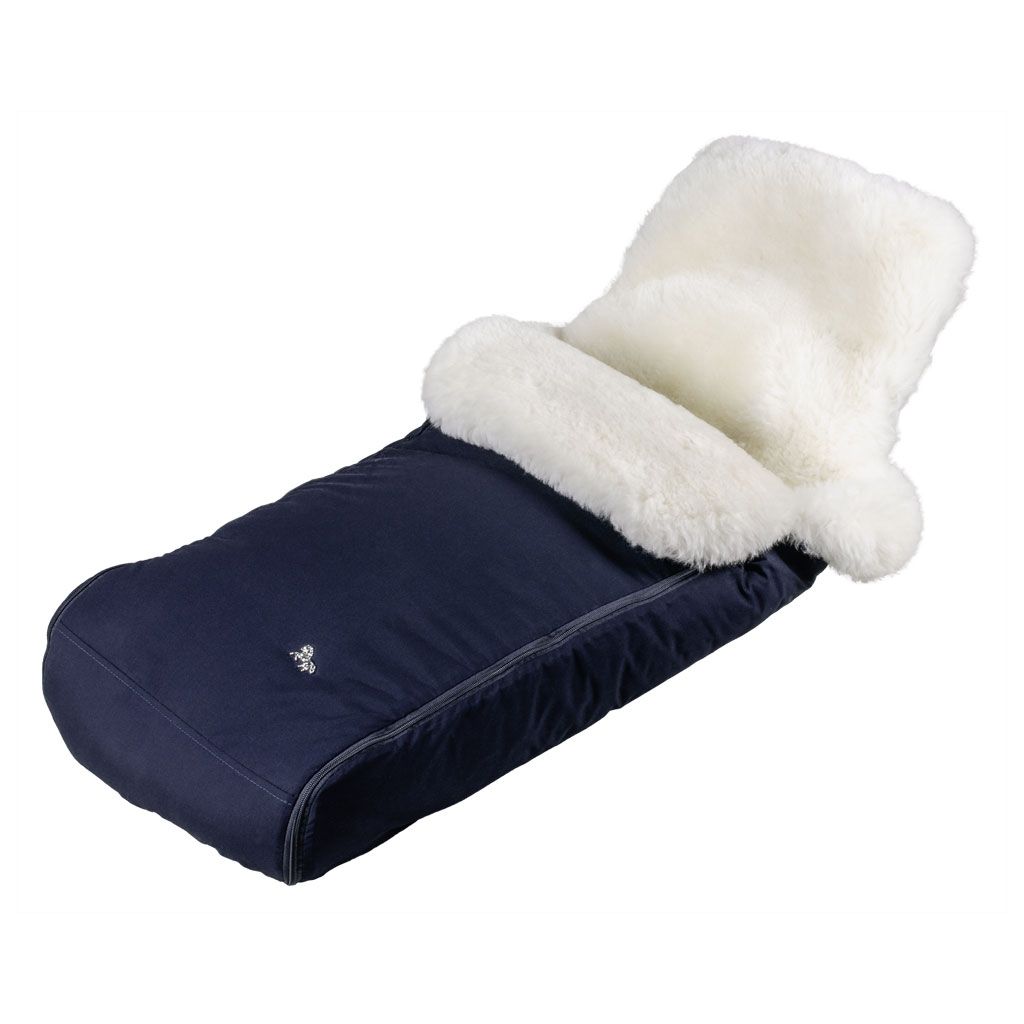 HESBA Winterfußsack DUO Premium Lammfell weiß in Leinen beige