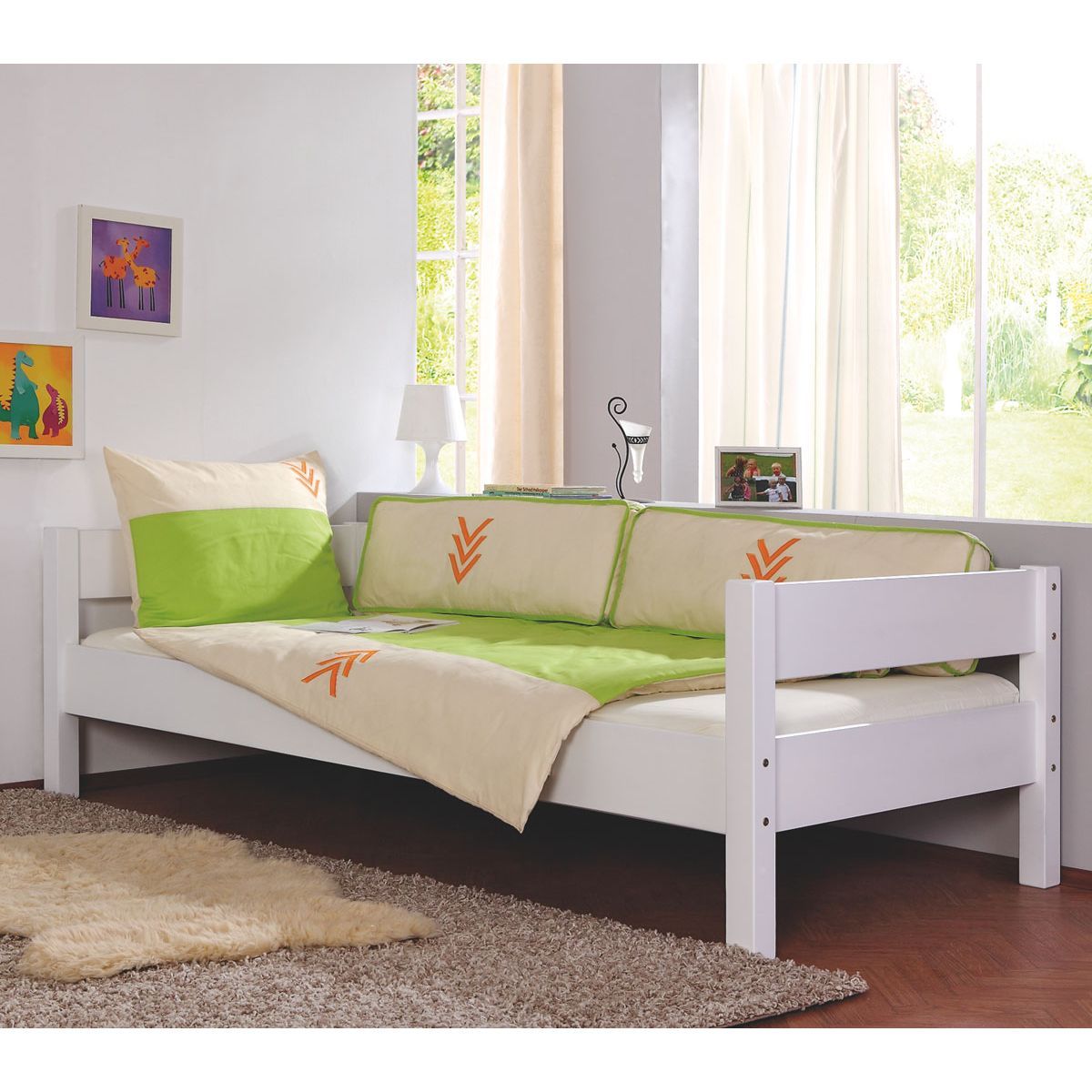 Relita NIK Einzelbett Buche massiv weiß 90 x 200 cm (ohne)