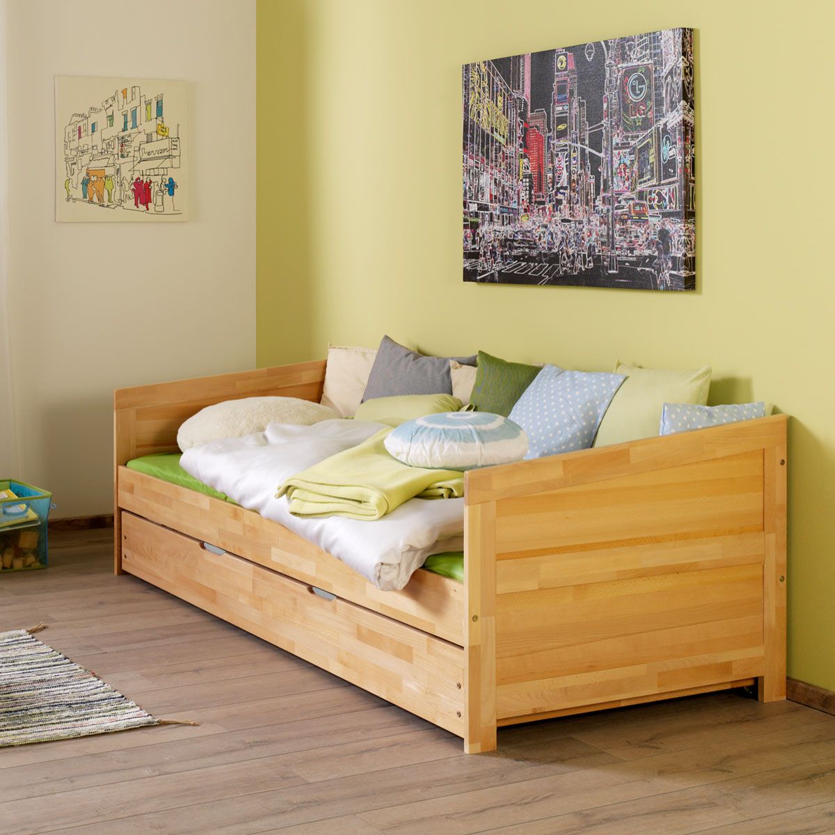 Relita NINA Einzelbett Buche massiv Natur 90 x 200 cm, inkl. Ausziehbett