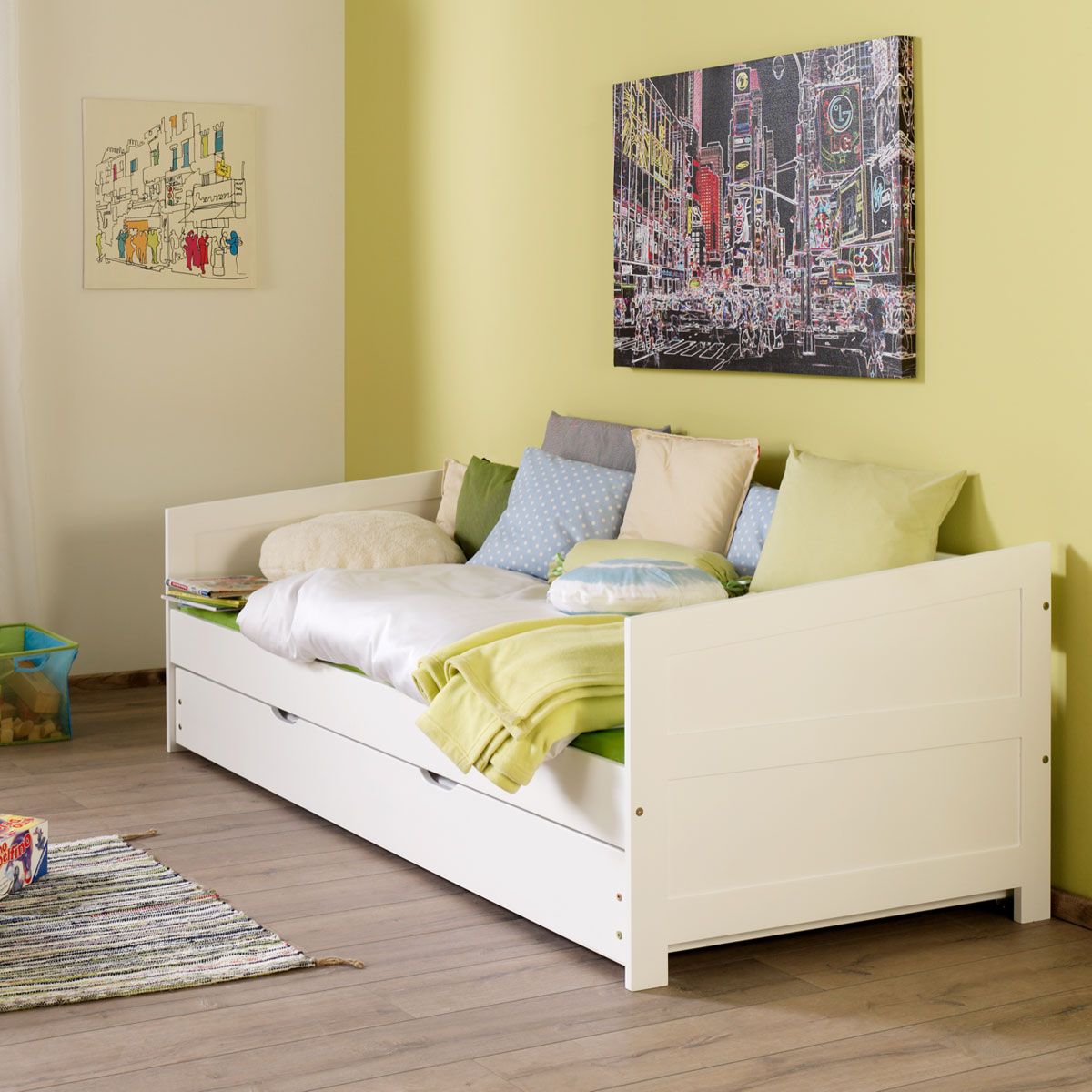 Relita NINA Einzelbett Buche massiv weiß 90 x 200 cm, inkl. Ausziehbett