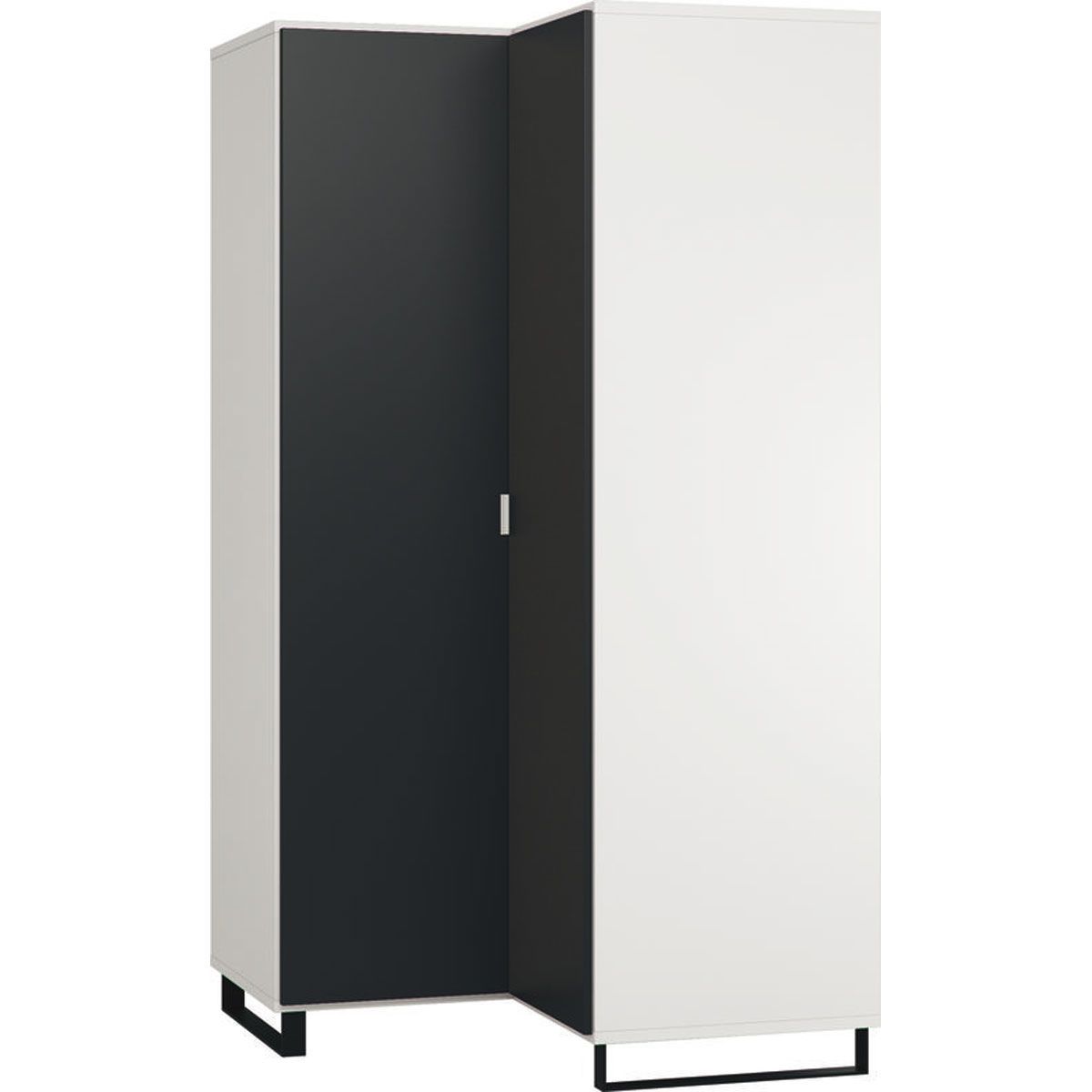 VOX Simple Eckkleiderschrank Farbe wählbar (weiß, Füße rund 4er-Set eiche (4015563), eiche, Griff (1Stk.) weiß (4015529))