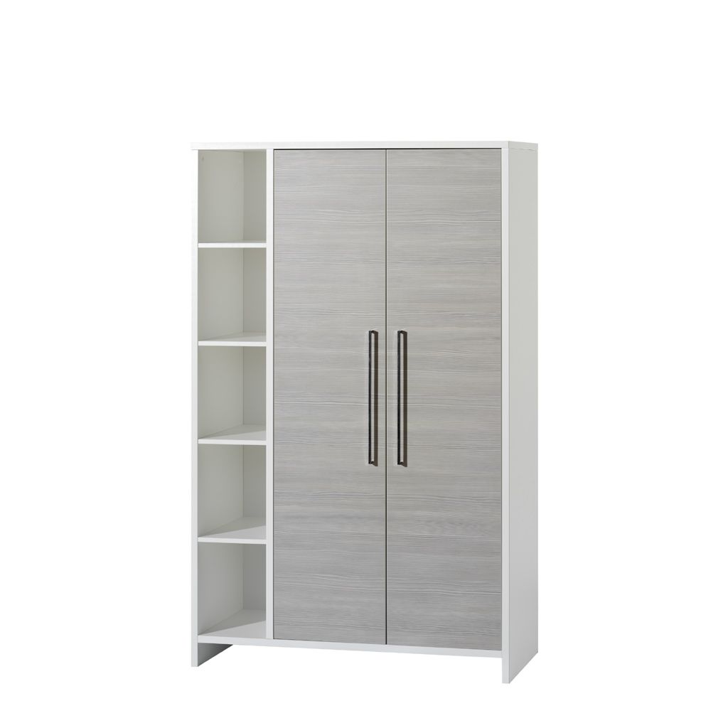 Schardt  Eco silber Kleiderschrank 2 Türen+Regal weiß/Pinie silber